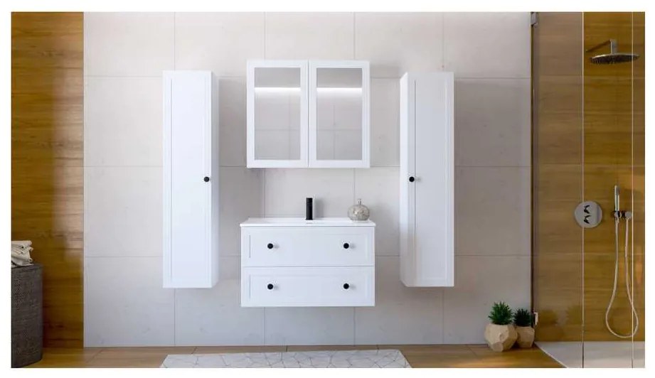Bondi tükrös fali szekrény 80 cm, fehér