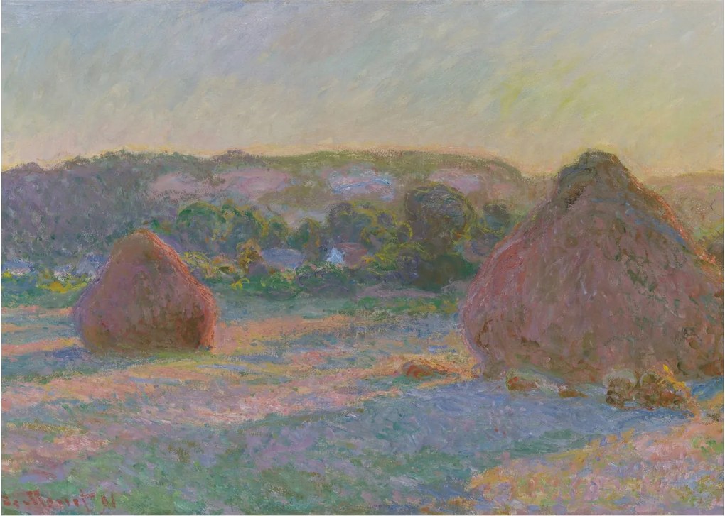 Üveg kép - Claude Monet, Stacks of Wheat (End of Summer) , reprodukciók (70x50 cm)