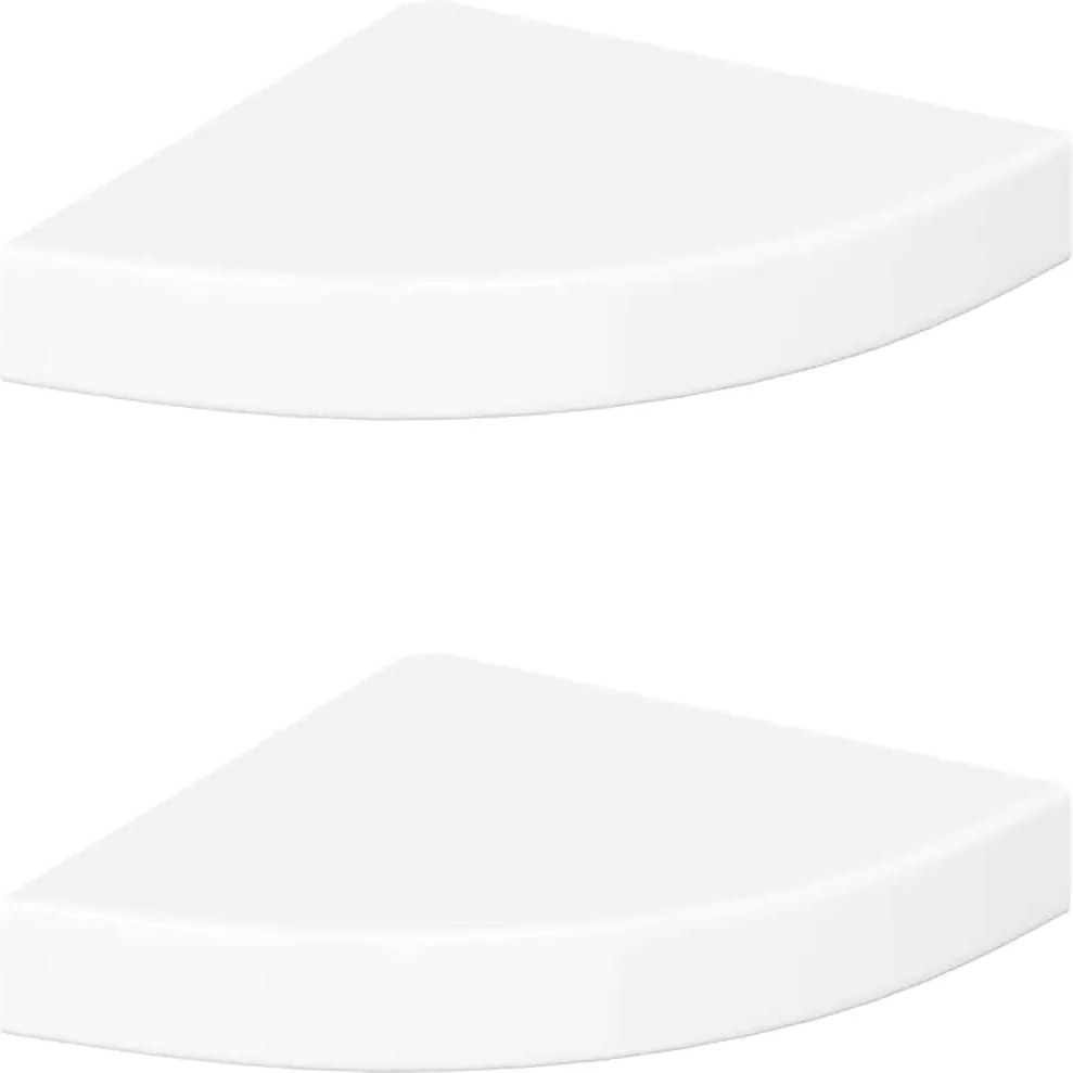 vidaXL 2 db magasfényű fehér MDF lebegő sarokpolc 25 x 25 x 3,8 cm
