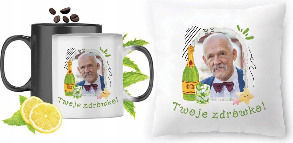 Janusz Korwin-Mikke Varázsbögre Nyomott mintás párna szett