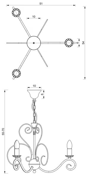 MAURO láncos csillár 3xE14/60W/230V