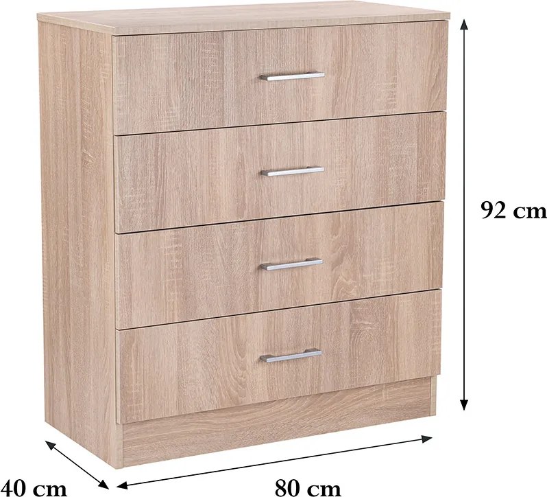 Miami komód 4 fiókos 80x92 cm sonoma tölgy-sonoma tölgy