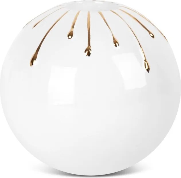 Dekorációs gyertyatartó Luis 15x13 fehér arany díszítő motívum csöpögő festék