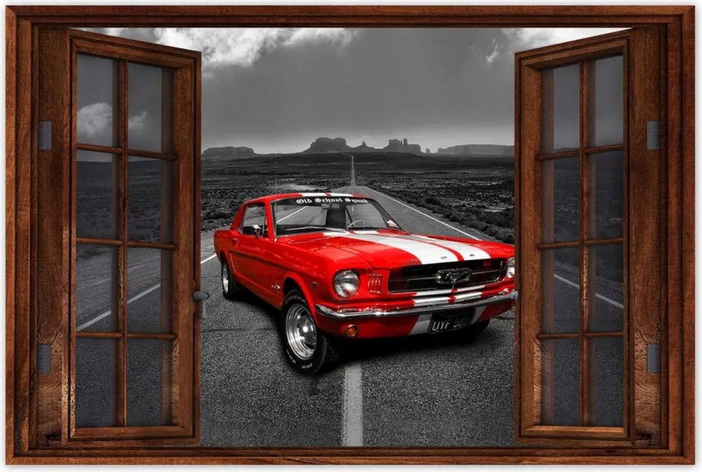 Poszter 90x60 Piros Ford Mustang Usa