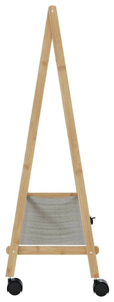 bambusz ruhaállvány polcokkal és kerekekkel 103 x 40 x 183 cm
