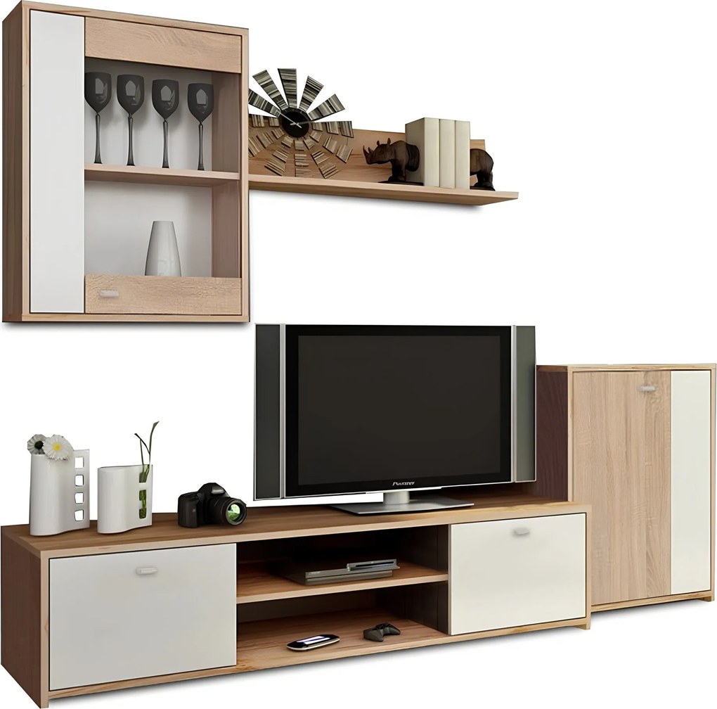 Nappali bútor, tölgy sonoma/fehér, GENTA