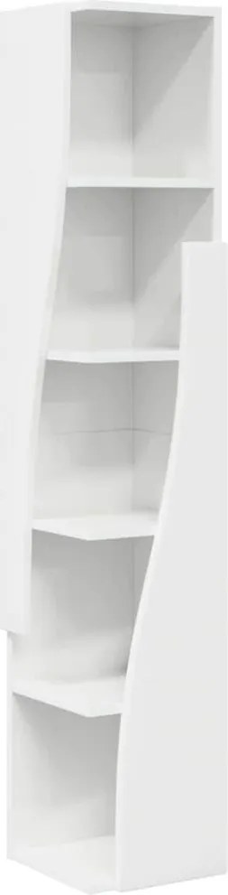 vidaXL Sarokszekrény Magas Fényű Fehér 27,5x27x140cm Faanyag