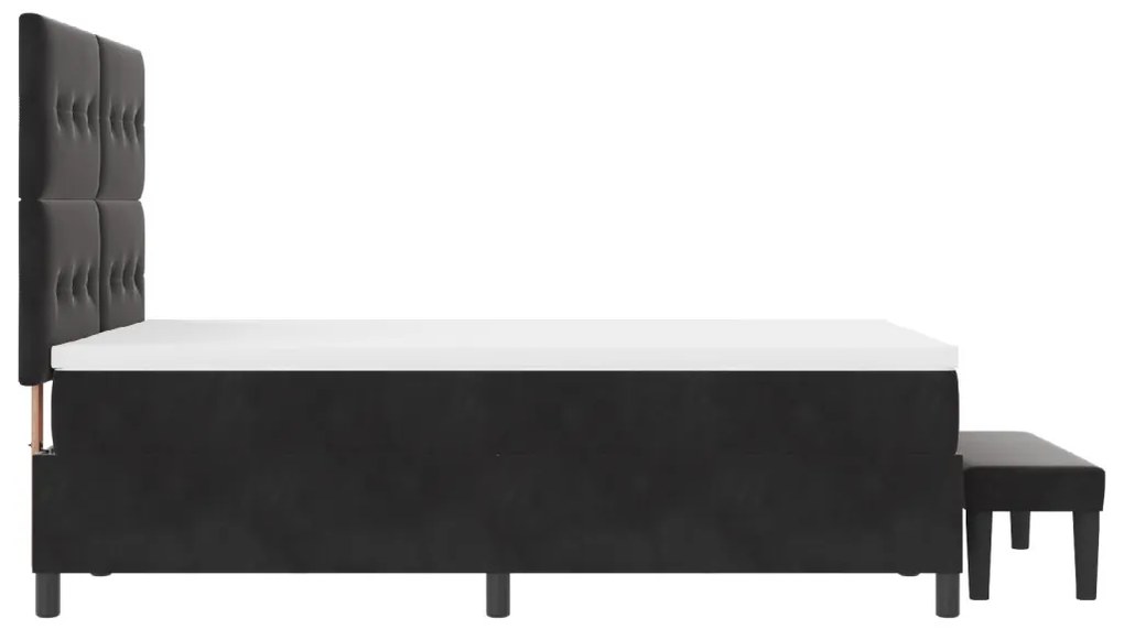 vidaXL Box Spring Ágy Matraccal és Pad Fekete 160x200 cm Bársony