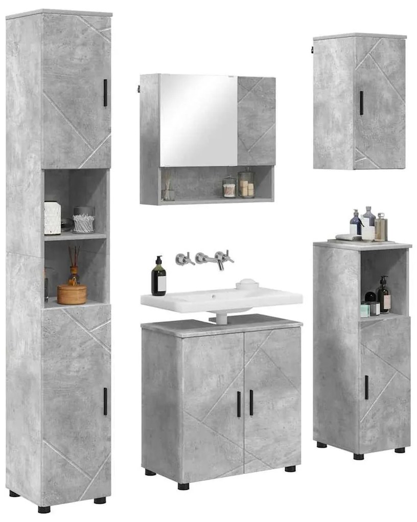 Fürdőszoba bútor szett 5 pcs Beton szürke 61 x 35 x 64 cm