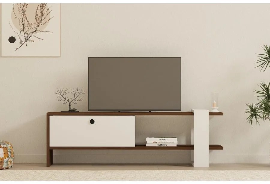 TV szekrény Gaye - Walnut, White