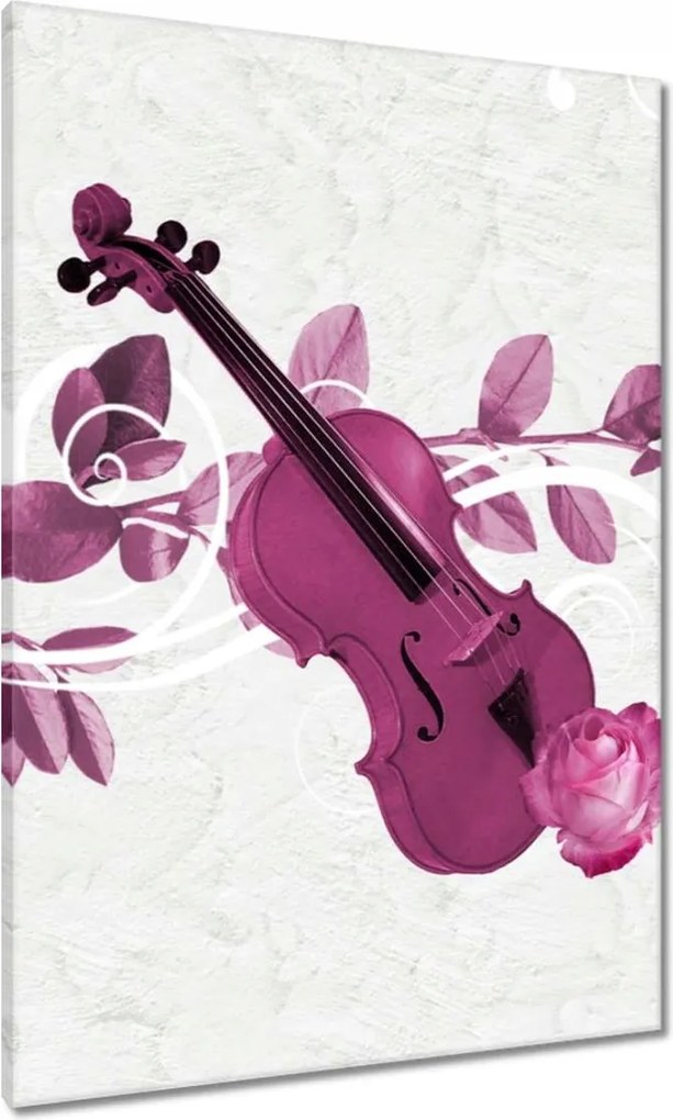 Vászonkép 70x100 Hegedű Zene Virágok