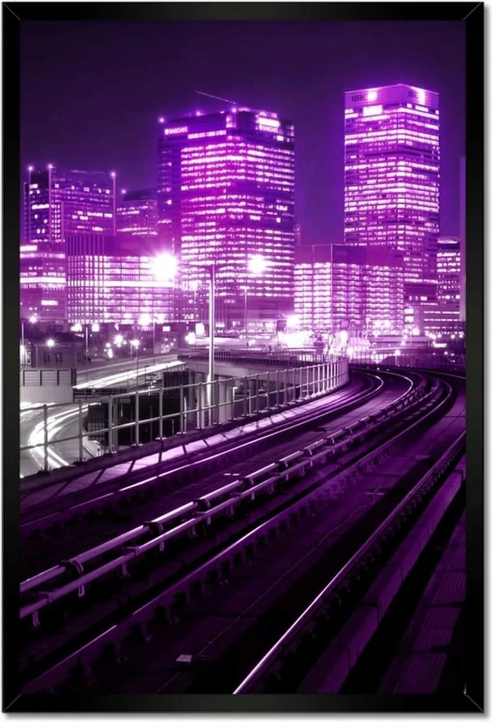Poszterek keretben 40x60 Lila felhőkarcolók