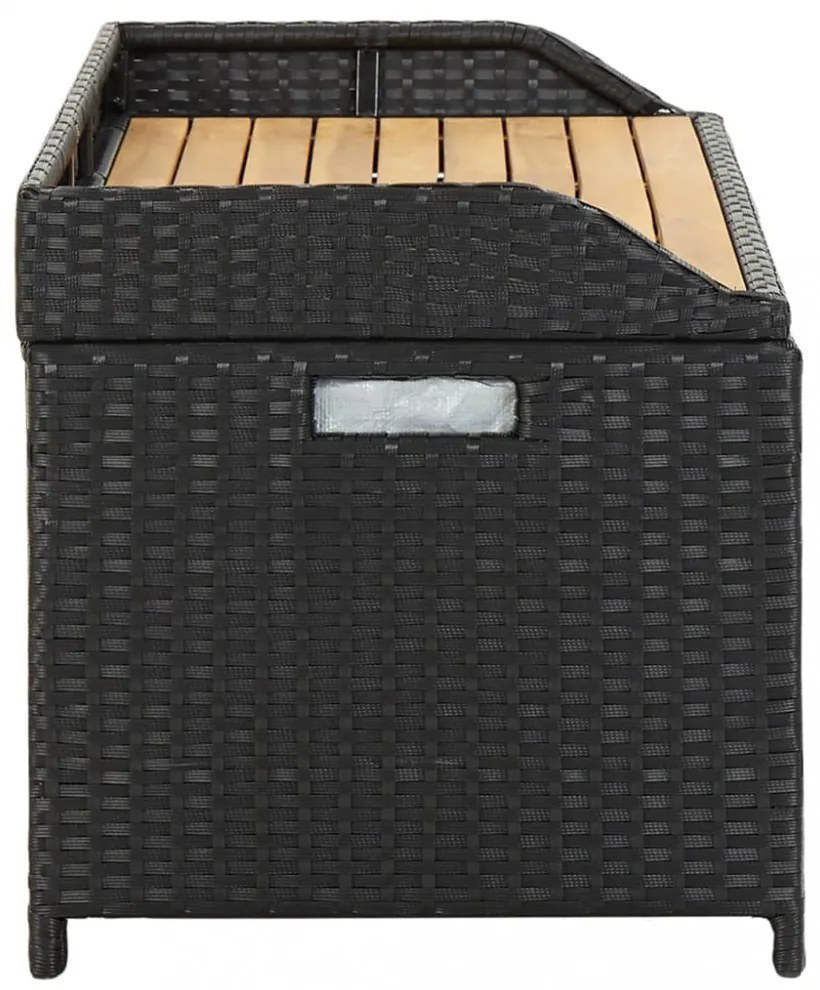 fekete polyrattan kerti tárolópad 120 cm