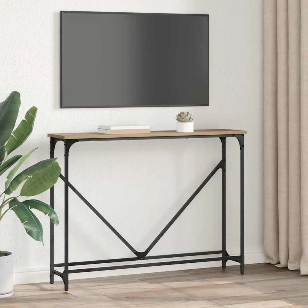 Konzolasztal kézműves tölgy 102 x 22,5 x 75 cm Faanyag