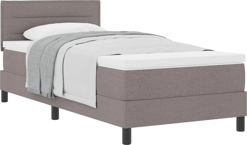 vidaXL Boxrugós ágy matracmal fejtámlával Tópszínű 90 x 190 cm szövet