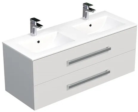 SAT Cube Way Fürdőszobaszekrény mosdóval 120x53x46 cm fehér fényes CUBE461202BIMOD