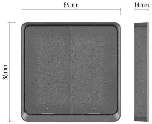 Kapcsoló 2 gombos GoSmart 1xCR2430 Tuya fekete