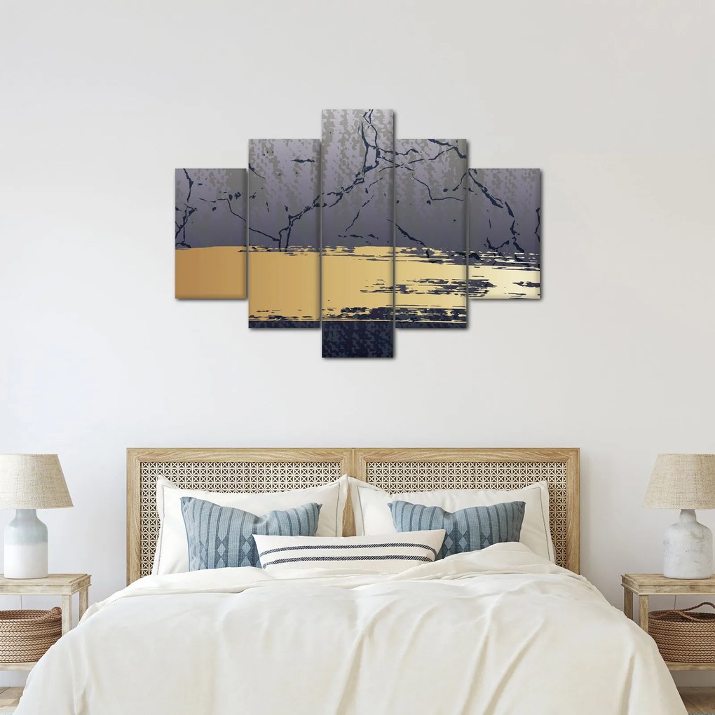 Kép - Kék és arany absztrakció N⁰1 (150x105 cm)