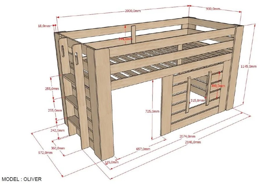 Oliver gyerekágy, 90 x 200 cm - Vipack
