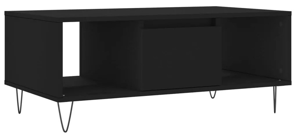 Fekete szerelt fa dohányzóasztal 90x50x36,5 cm