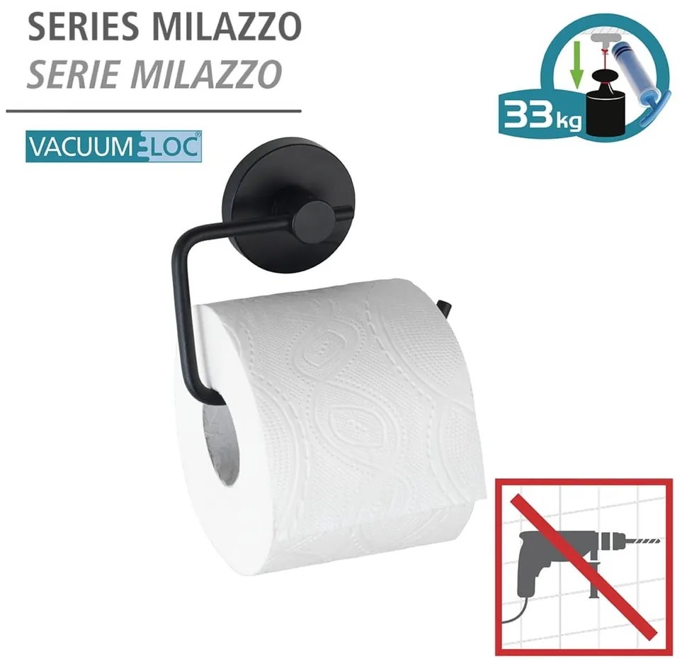 Vacuum-Loc® Milazzo fekete wc-papír tartó - Wenko