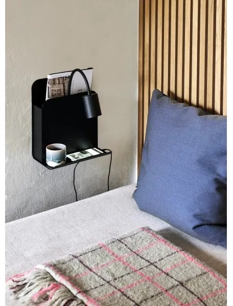 Nordlux - Fali lámpa polccal és USB ROOMI 1xGU10/8W/230V fekete