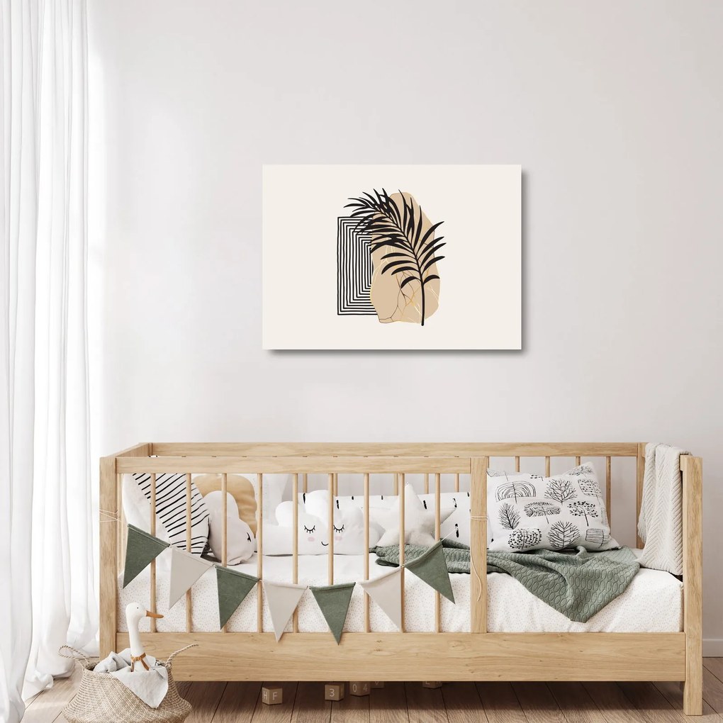 Üveg kép - Absztrakció trópusi levelekkel N⁰3 (70x50 cm)