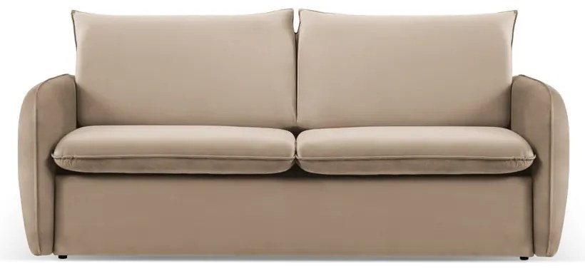 Bézs bársony kinyitható kanapé 194 cm Vienna – Cosmopolitan Design