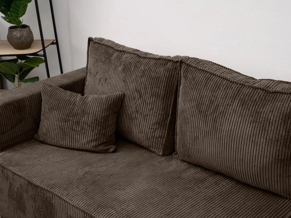 Sötétbarna sarokkanapé SMART COSARO, kinyitható + 2 párna AJÁNDÉK