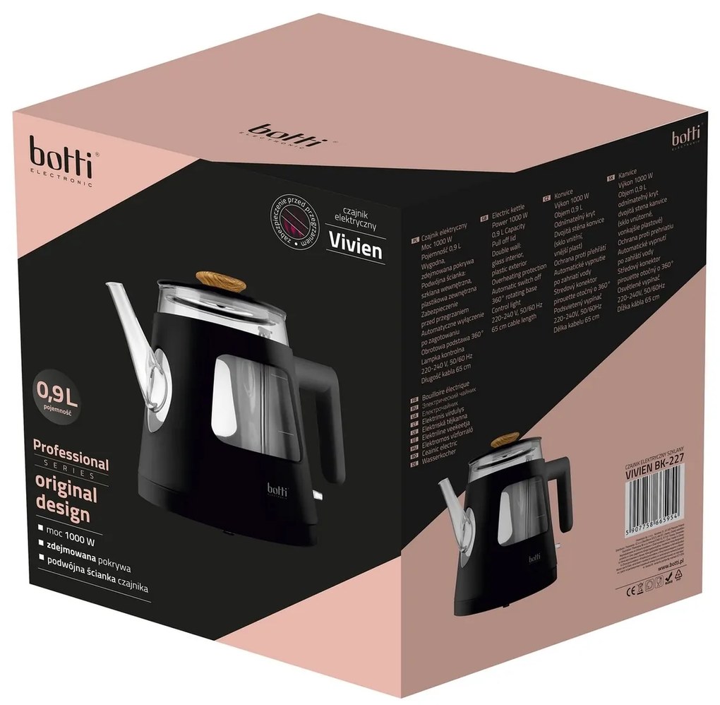 Botti Vivien 0,9 l üveg vízforraló