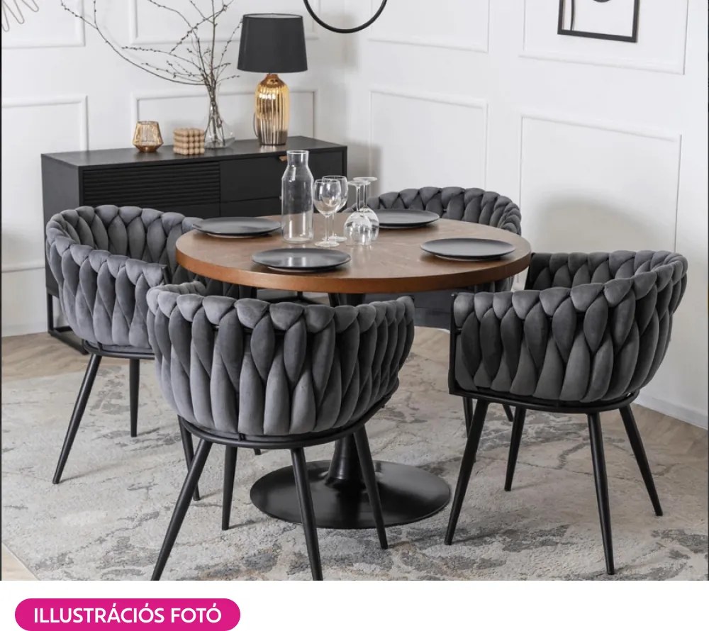 Étkezőszék, sötétszürke Velvet szövet/fekete, BLER