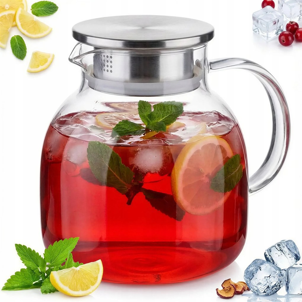 1.2L-ES Hőálló Üveg Kancsó Húsleveshez Víz És Gyümölcslé Ø10