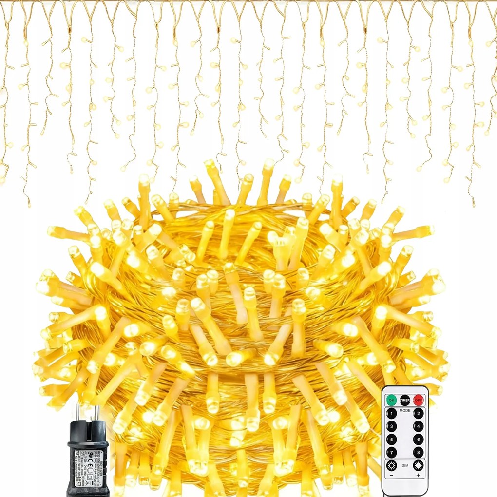 Karácsonyfa Fényfüzér 350 Led Funkció Időzítő Karácsonyfa Fehér Meleg 35M