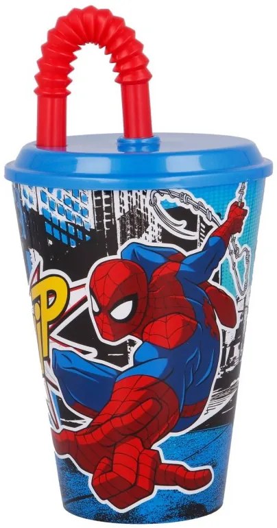 Pókember Streets szívószálas pohár, műanyag 430 ml