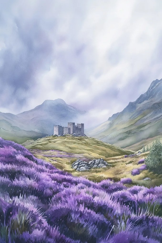 Vászonkép Canvas Tájkép Skócia Highland Hegyek Kastély Hanga 80x120