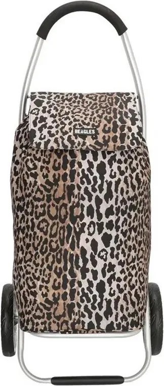 Leopárdmintás prémium bevásárlókocsi kerekeken „Aluman”