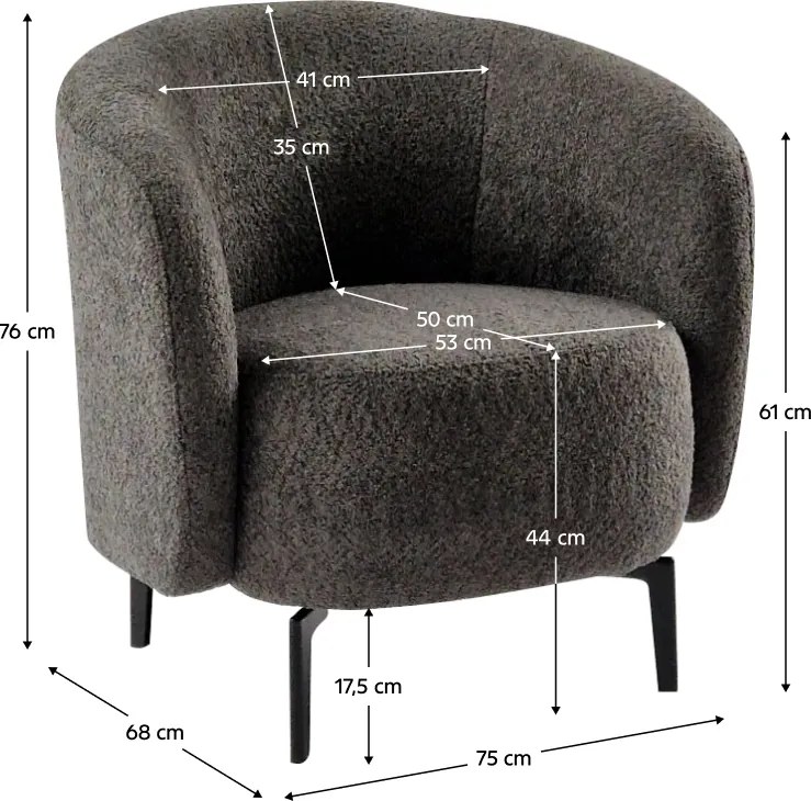 Fotel, szürkésbarna Taupe/fekete, PRESO