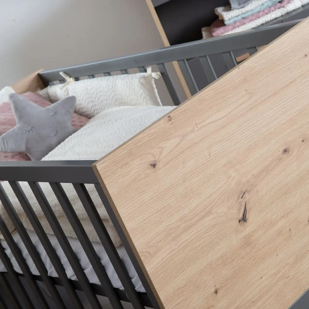 Szürke-natúr színű babaágy 60x120 cm Anna – Roba