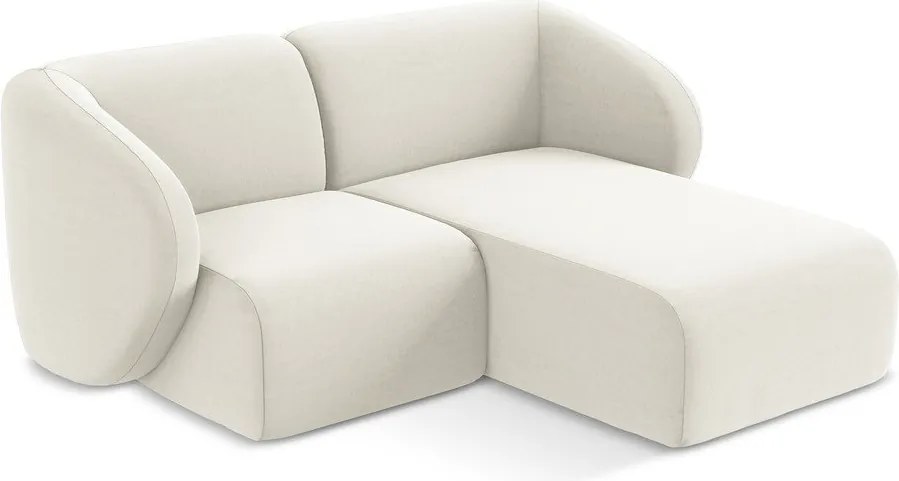 Bézs bársony sarokkanapé (jobb oldali-heverő résszel) Lani – Makamii