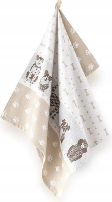 Kutyás konyhai törlőkendő 50x70 cm Bézs