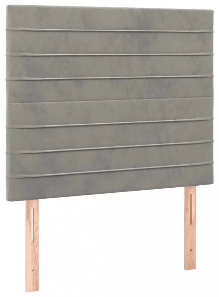 világosszürke bársony LED-es fejtámla 80x5x118/128 cm