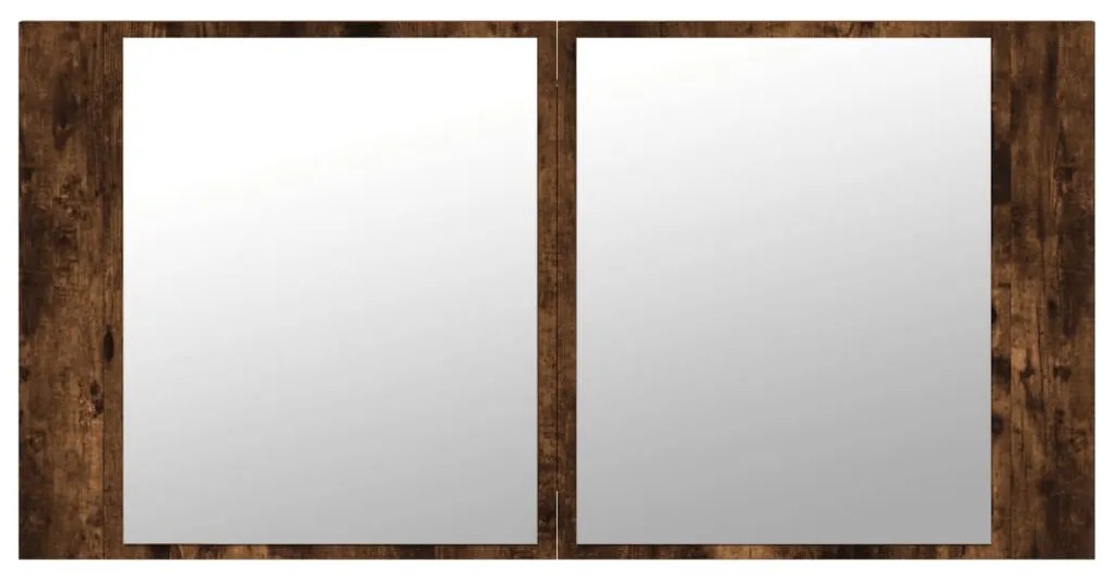 füstös tölgy akril LED-es tükrös fürdőszobaszekrény 90x12x45 cm