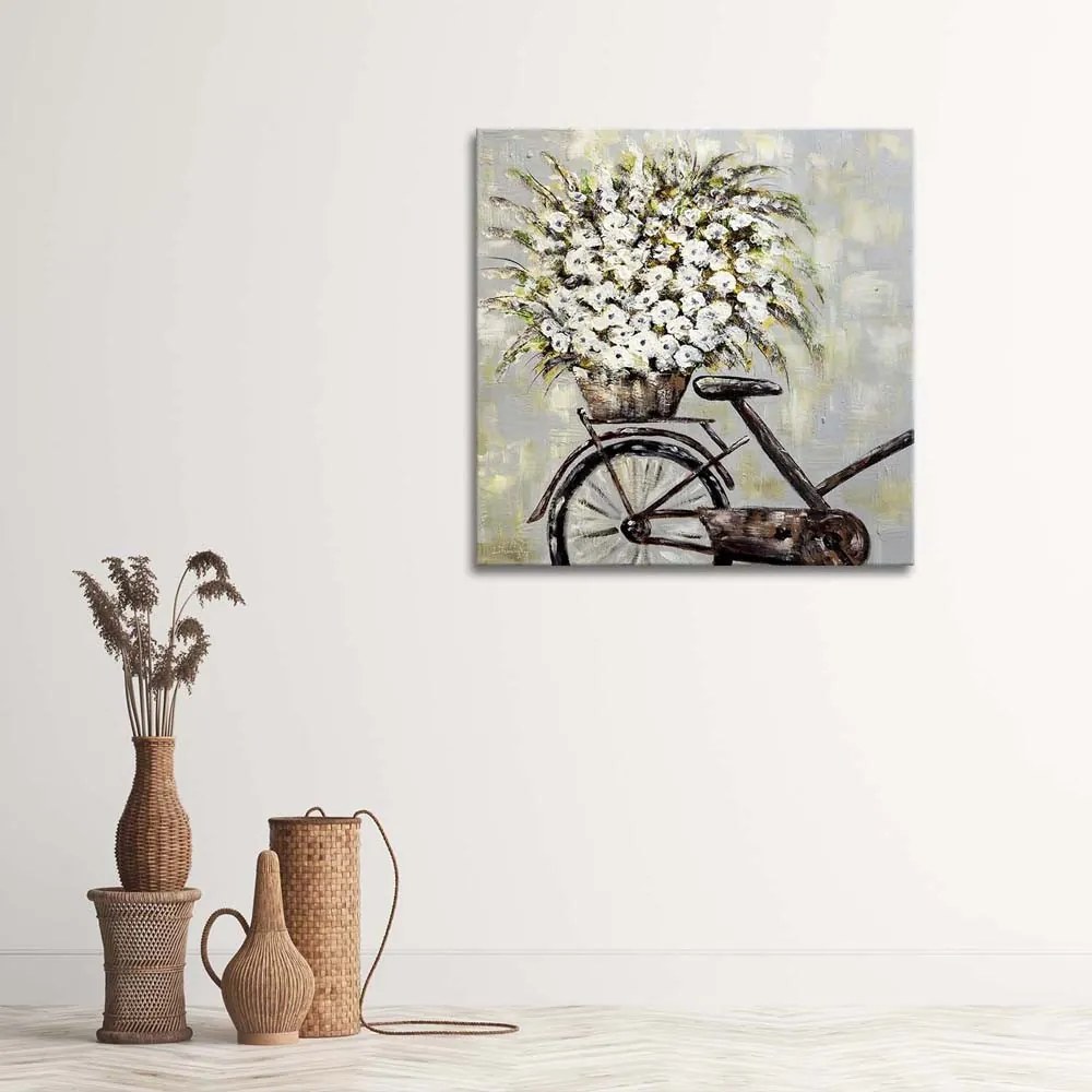 Gario Vászonkép Virágcsokor és kerékpár Méret: 50 x 50 cm