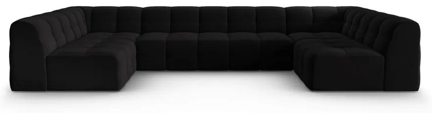 Fekete bársony sarokkanapé ("U" alakú) Kendal – Micadoni Home