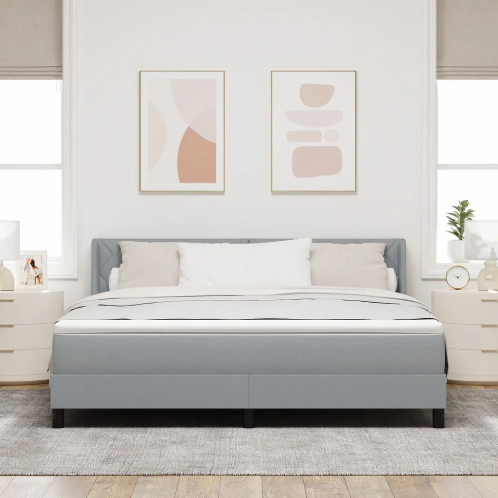 Boxspring Ágy matrac kényelmes, világosszürke színben, 180 x 200 cm-es szövet