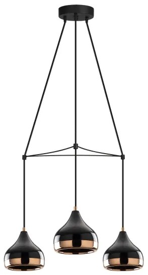 Kábelen függő csillár YILDO 3xE27/40W/230V fekete/rézszínű