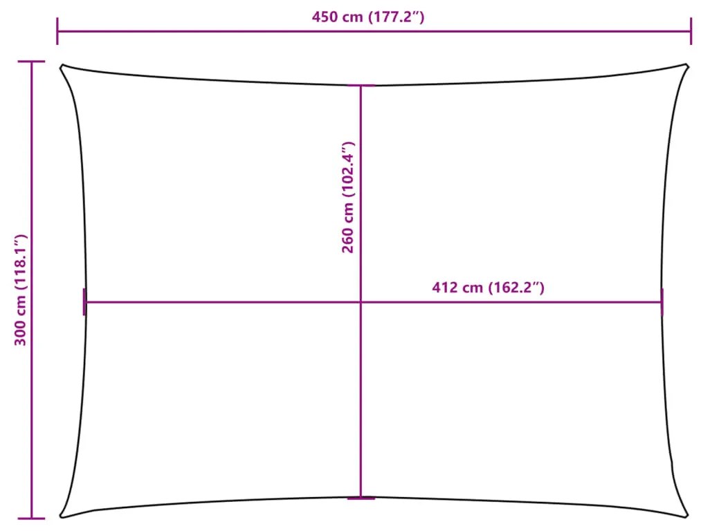 terrakotta téglalap alakú oxford-szövet napvitorla 3 x 4,5 m