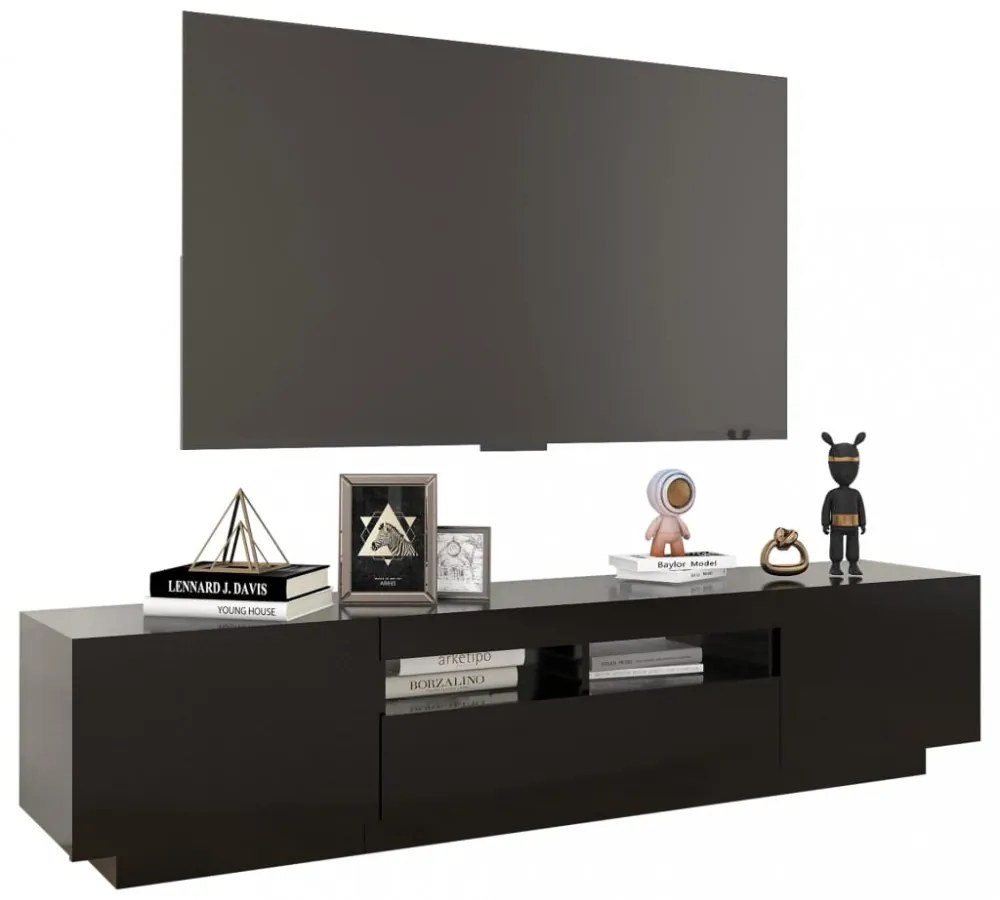 fekete TV-szekrény LED-lámpákkal 180 x 35 x 40 cm