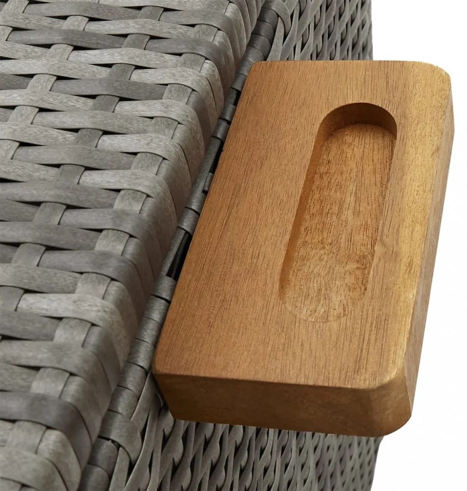 világosszürke polyrattan kerti tárolóláda 120 x 65 x 61 cm