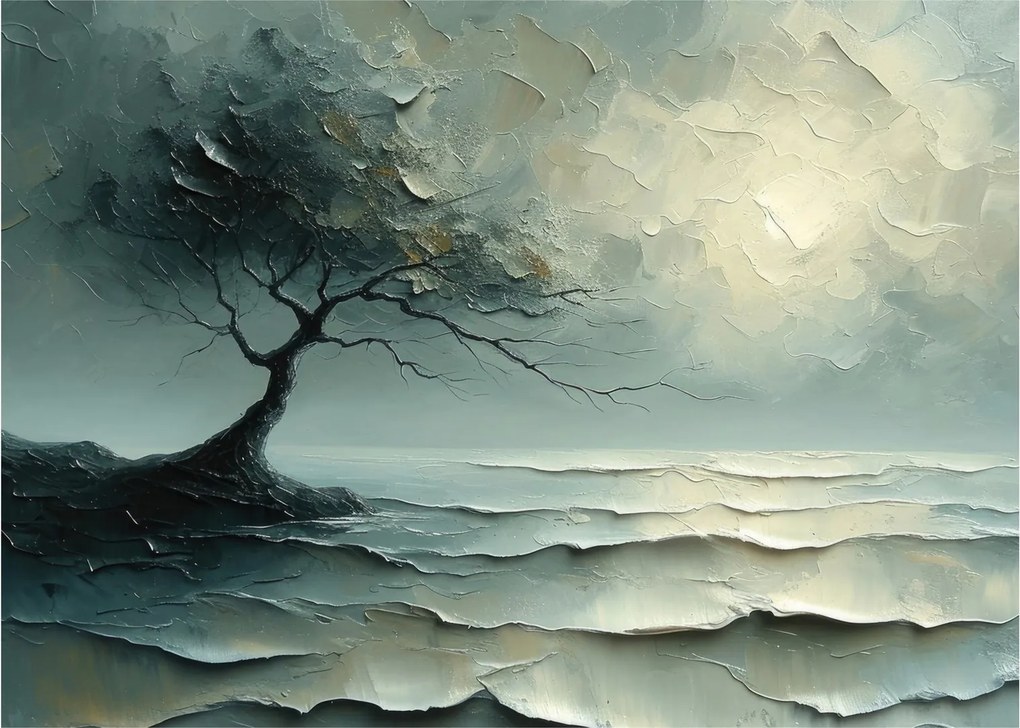 Kép - Olajfestmény egy fa az óceánnal (70x50 cm)